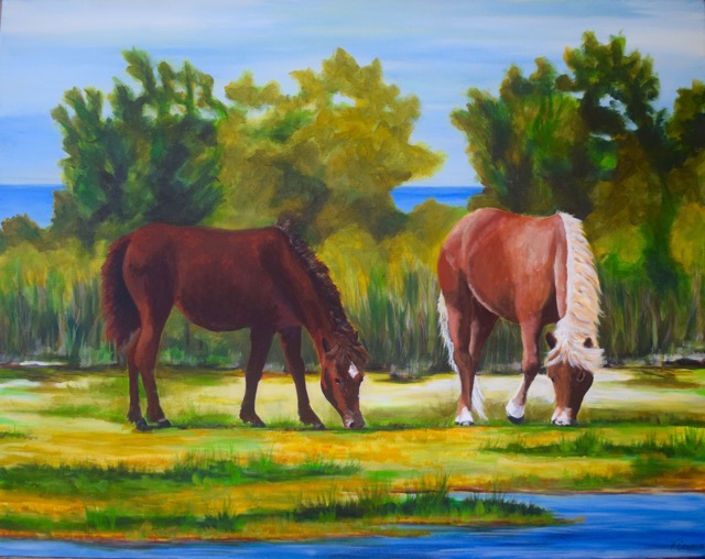 Shackelford Ponies <br> 22X28 <br> Sold